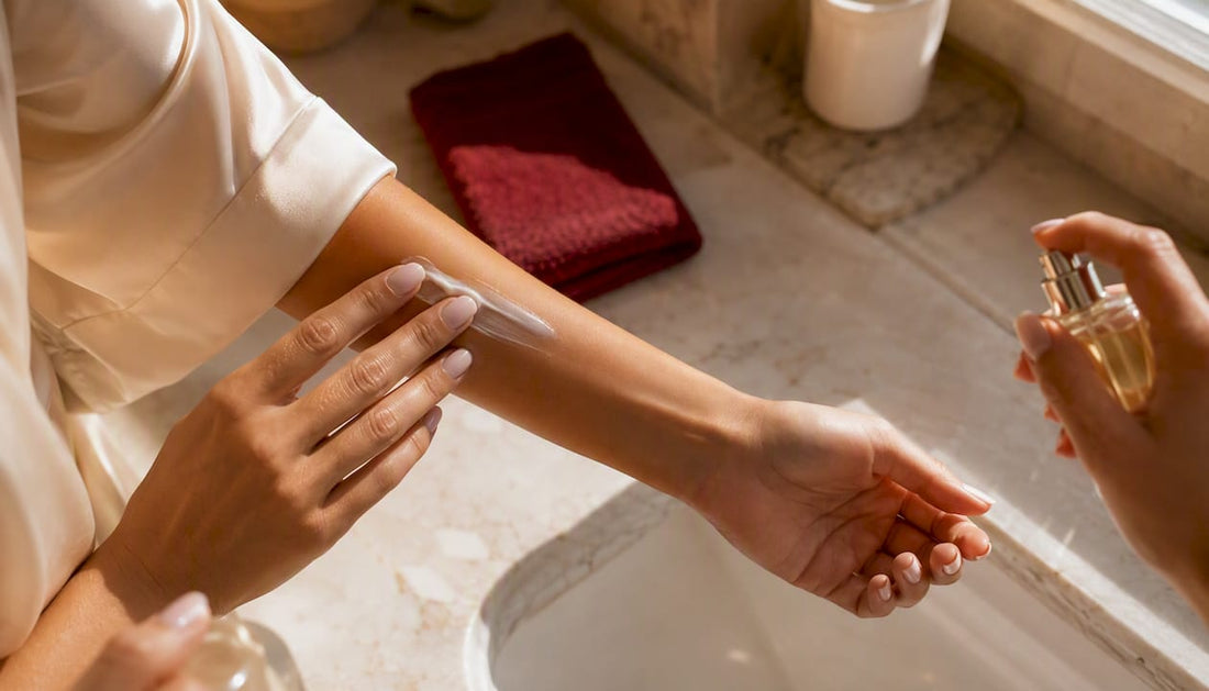Breng bodylotion en parfum aan op je onderarm