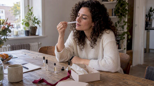 Vrouw test een parfumstaal als geschenk